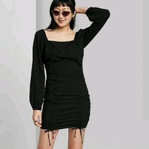 Wild Fable Women's Puff Long Sleeve Double Ruched Dress.